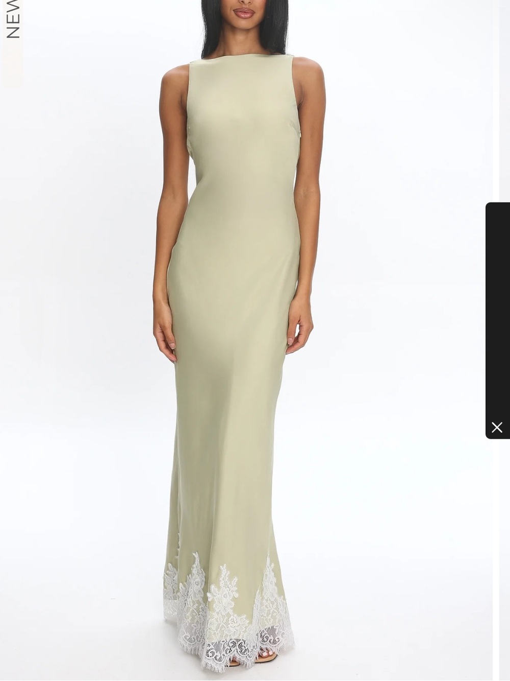Bedouin Cowl Back Lace Hem Gown